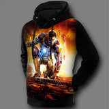 Winter Super Warm American Film Ironman Clothes 3D Print Pullover Coat Jacket Iron Man Hooded Sweatshirt Fleece Lined Design