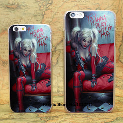 Batman Harley Quinn blood blonde sexy Design hard transparent clear Skin Cover Case for Apple iPhone 7 6 6s Plus SE 5 5s 4 4s 5c