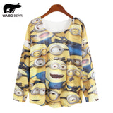WAIBO BEAR New Fashion Loose Shirt Women Spring Lovely Minions Printed Shirt Women Long Sleeve Despicable Me Shirt Female